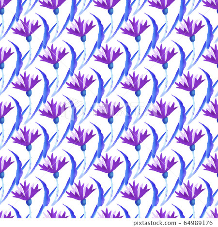 Beautiful watercolor illustration with watercolour blue cornflower on white background. seamless pattern. Watercolour illustration. Watercolor botanical illustration. Beautiful watercolor illustration with watercolour blue cornflower on white background. seamless pattern. Watercolour illustration. Watercolor botanical illustration. 64989176