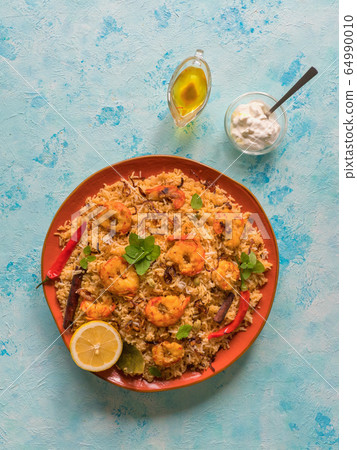 Biryani with shrimp. Biryani with shrimp. 64990010