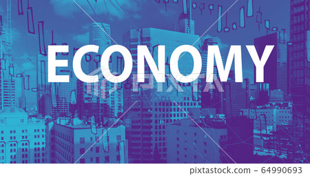 Economy theme with downtown LA skycapers 64990693