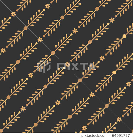 Gold floral seamless pattern line print vector 64991757