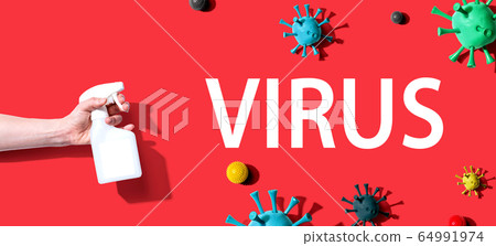 Virus theme with sanitizing spray Virus theme with sanitizing spray 64991974
