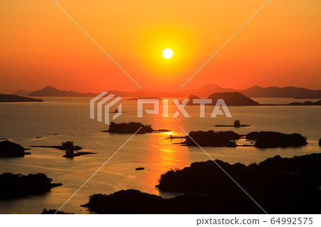 "Sasebo, Nagasaki" Exhibition Sunset and Kujukushima seen from Kaiho 64992575