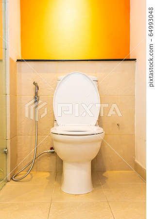 White toilet bowl seat decoration interior White toilet bowl seat decoration interior 64993048