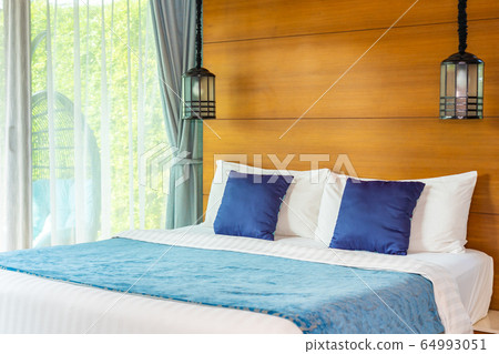 Pillow on bed decoration interior of bedroom interior Pillow on bed decoration interior of bedroom interior 64993051