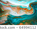 Fluid Art. Abstract colorful background, wallpaper. Mixing paints. 64994112