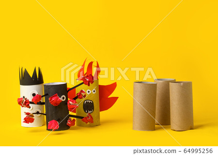 Coronavirus COVID-19 disease 2020. Paper toy monsters for Halloween party. Coronavirus COVID-19 disease 2020. Paper toy monsters for Halloween party. 64995256