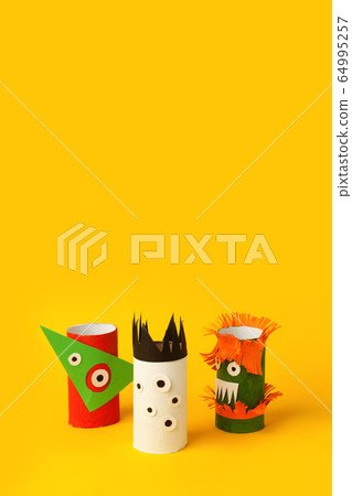Coronavirus COVID-19 disease 2020. Paper toy monsters for Halloween party. Coronavirus COVID-19 disease 2020. Paper toy monsters for Halloween party. 64995257
