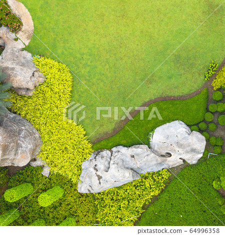 Aerial view of Beautiful green garden Aerial view of Beautiful green garden 64996358