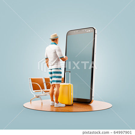 Unusual 3d illustration smart phone application 64997901