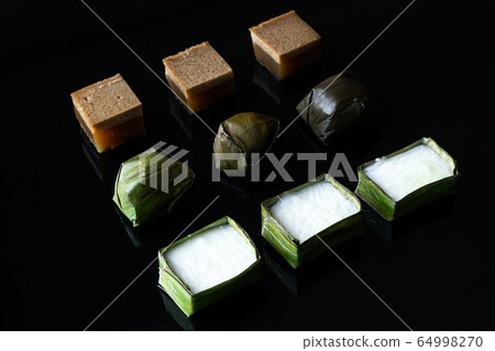 Malaysian food. chocolate jelly, kuih koci, and Malaysian food. chocolate jelly, kuih koci, and 64998270