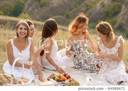 The company of gorgeous female friends having fun, The company of gorgeous female friends having fun, 64998471