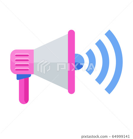 Megaphone Flat vector cartoon illustration. Marketing communications Megaphone Flat vector cartoon illustration. Marketing communications 64999141