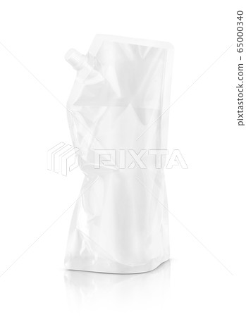 white plastic pouch for product refill design isolated on gray background 65000340