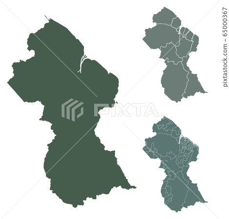 Map Of Guyana Administrative Regions Guyana Map Outline Vector With Administrative... - Stock Illustration  [65000367] - Pixta