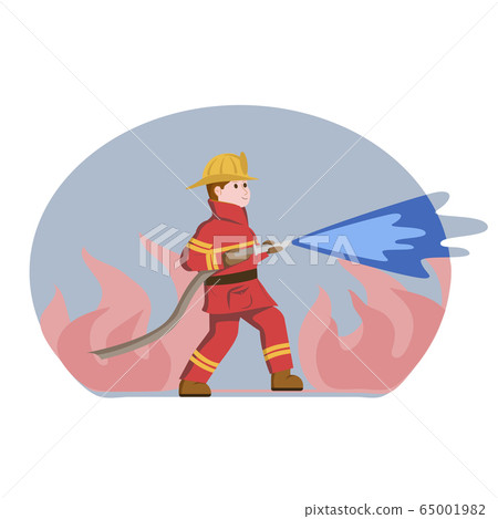 firefighter puts out fire-vector illustration firefighter puts out fire-vector illustration 65001982