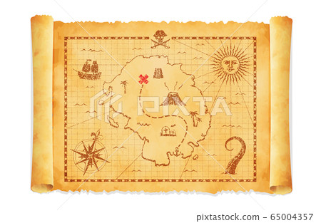 Map illustration of the old battered pirate's... - Stock Illustration ...