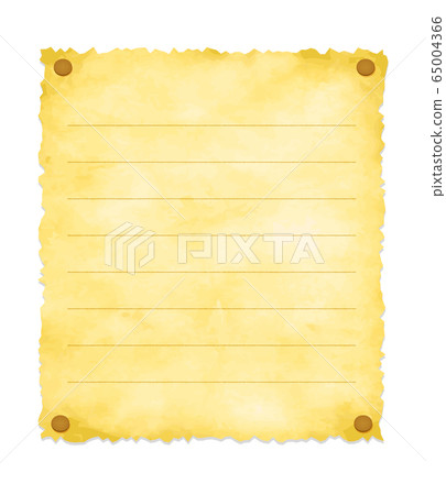 Battered paper stopped with thumbtack (with ruled lines) / background illustration 65004366