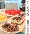 Desserts such as chocolate pretzels and tiramisu 65005245