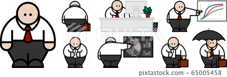 Office employee wearing dark trousers and white 65005458