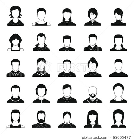 Avatar user icon set, simple style 65005477
