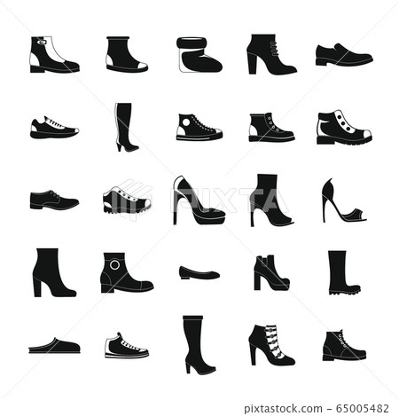 Footwear shoes icon set, simple style Footwear shoes icon set, simple style 65005482