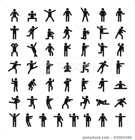 Man people stick icon set, simple style Man people stick icon set, simple style 65005490
