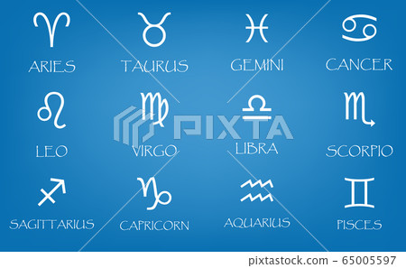 New zodiac signs icons set vector simple New zodiac signs icons set vector simple 65005597