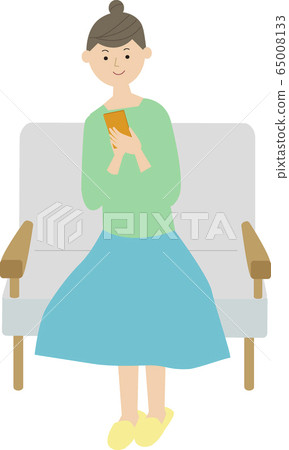 女人經營手機矢量 65008133