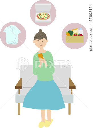 Woman operating a mobile phone vector Woman operating a mobile phone vector 65008134