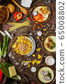 Mexican food mix colorful background Mexico 65008802