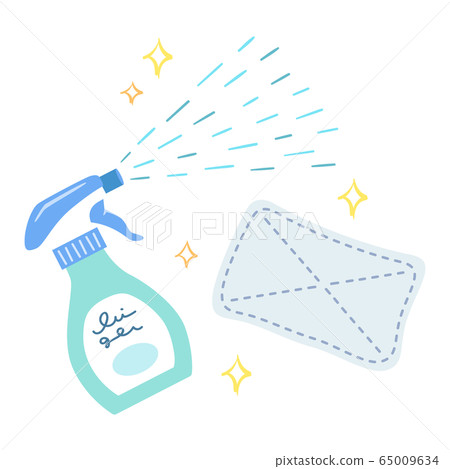 Illustration of cleaning spray and rag Illustration of cleaning spray and rag 65009634