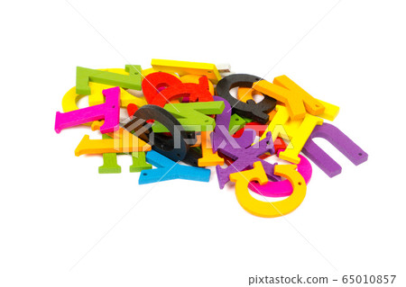 colorful wooden letters heap 65010857