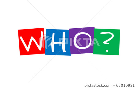 who, question in colorful rotated squares 65010951