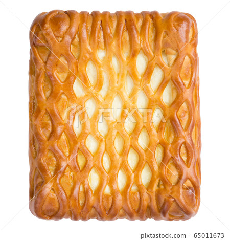 Pie with cottage cheese isolated on white. Top Pie with cottage cheese isolated on white. Top 65011673