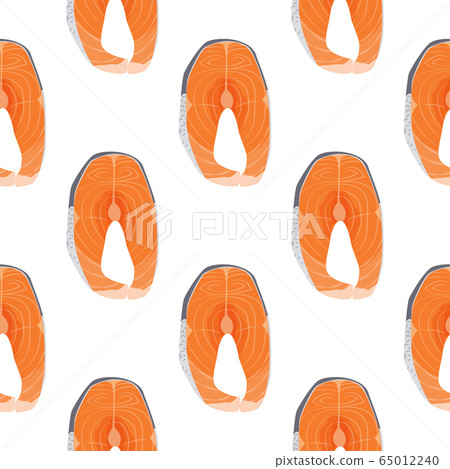 Flat salmon steak seamless pattern. Fresh... - Stock Illustration ...