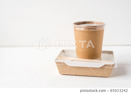 Containers for food delivery on white background. 65013242