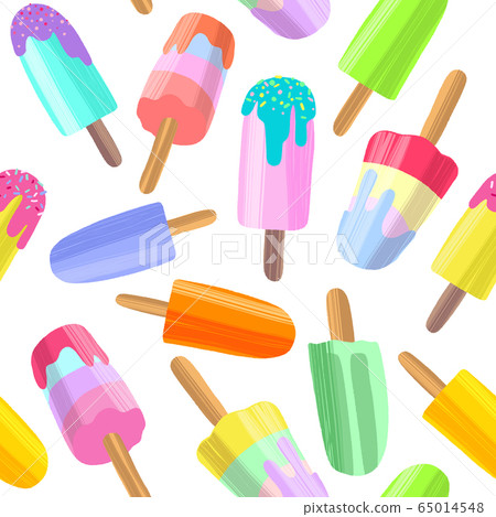 Ice cream background, summer dessert seamless pattern. Ice cream background, summer dessert seamless pattern. 65014548