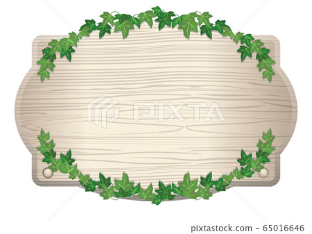 Illustration Board Of Wood Board With Vines And Stock Illustration