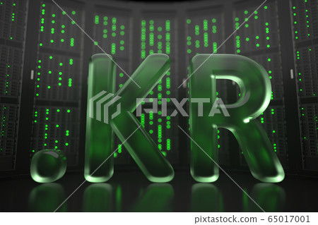 Korean domain .kr on server room background. Internet in South Korea related conceptual 3D rendering 65017001