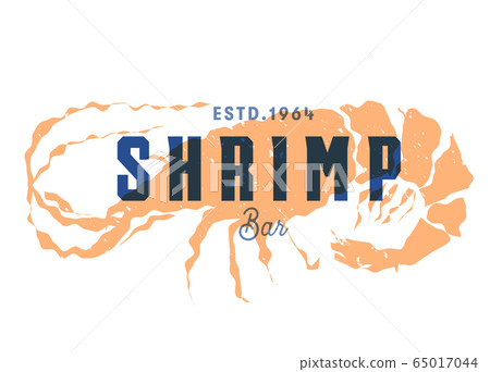 fish silhouettede sign, shrimp vector emblem, seafood restaurant label, food market menu badge fish silhouettede sign, shrimp vector emblem, seafood restaurant label, food market menu badge 65017044