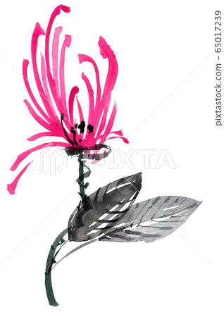 Red flower with leaves Red flower with leaves 65017239