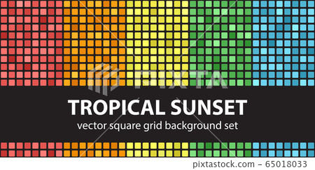 Square pattern set "Tropical Sunset". Vector Square pattern set "Tropical Sunset". Vector 65018033