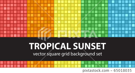 Square pattern set Tropical Sunset. Vector Square pattern set Tropical Sunset. Vector 65018035