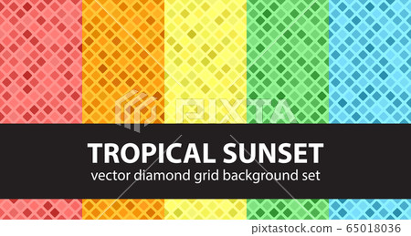 Diamond pattern set "Tropical Sunset". Vector 65018036