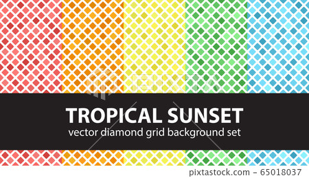 Diamond pattern set "Tropical Sunset". Vector Diamond pattern set "Tropical Sunset". Vector 65018037