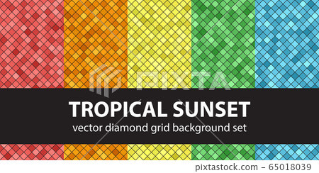 Diamond pattern set "Tropical Sunset". Vector Diamond pattern set "Tropical Sunset". Vector 65018039