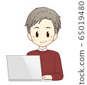 遠程辦公/中年男子 65019480