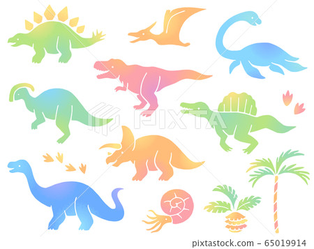 Dinosaur illustration icon set (gradient) 65019914