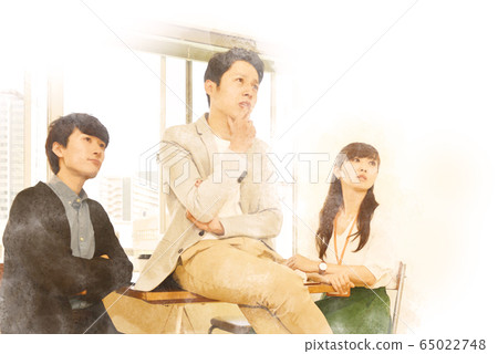 每個人都以水彩風格分析和思考三個男人和女人2 65022748