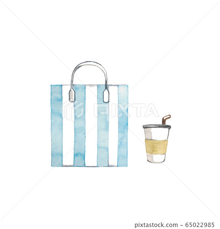 Striped paper bag and drink Striped paper bag and drink 65022985